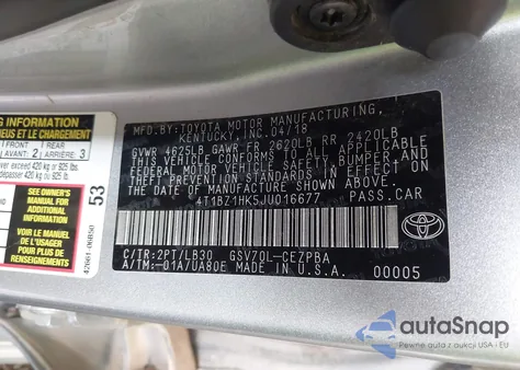 2018 Toyota Camry Xse V6 from USA, damaged, VIN 4T1BZ1HK5JU016677